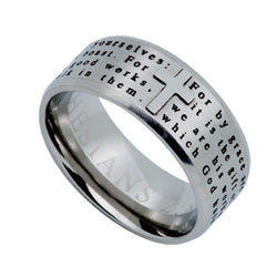 Logos Ring Silver, "Saved By Grace"