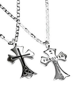 Trinity Cross Pendant, "Forgiven By God"