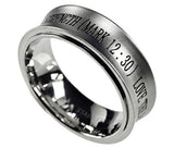 Spinner Silver Ring, "Love The Lord Your God"