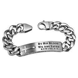 Silver Neo Bracelet, "By His Blood"