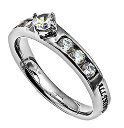Princess Solitaire Ring, "Christ My Strength"