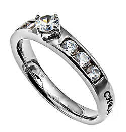 Princess Solitaire Ring, "Christ Lives In Me"