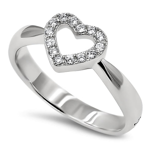 CZ Open Heart Silver Ring, "TRUE LOVE WAITS - 1 TIMOTHY 4:12"-Wholesale