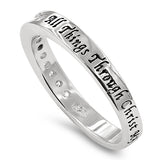 11 Dreams Princess Silver Ring, "ALL THINGS THROUGH CHRIST MY STRENGTH - PHIL. 4:13"