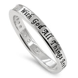 11 Dreams Princess Silver Ring, "WITH GOD ALL THINGS POSSIBLE - MATT. 19:26"-Wholesale