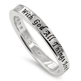 11 Dreams Princess Silver Ring, "WITH GOD ALL THINGS POSSIBLE - MATT. 19:26"