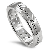 Convenant Embedded Silver Ring, "TRUE LOVE WAITS - 1 TIMOTHY 4:12"