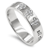 Multi CZ Cross Silver Ring, "ALL THINGS THROUGH CHRIST MY STRENGTH - PHIL. 4:13"-Wholesale