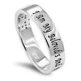 Multi CZ Cross Silver Ring, "I AM MY BELOVED'S AND HE IS MINE - SOS 6:3"-Wholesale