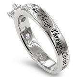 Geon Stones Silver Ring, "ALL THINGS THROUGH CHRIST MY STRENGTH - PHIL. 4:13"-Wholesale
