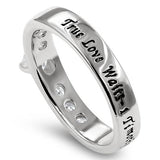 Geon Stones Silver Ring, "TRUE LOVE WAITS - 1 TIM. 4:12"-Wholesale