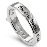 Geon Stones Silver Ring, "TRUE LOVE WAITS - 1 TIM. 4:12"