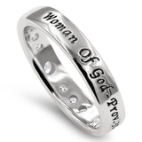Geon Stones Silver Ring, "WOMAN OF GOD - PROVERBS 31"