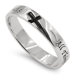 Knight Cross Silver Ring, "ALL THINGS THROUGH CHRIST MY STRENGTH - PHIL. 4:13"