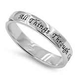 Knight Cross Silver Ring, "ALL THINGS THROUGH CHRIST MY STRENGTH - PHIL. 4:13"-Wholesale