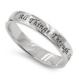 Knight Cross Silver Ring, "ALL THINGS THROUGH CHRIST MY STRENGTH - PHIL. 4:13"