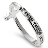 Sidway Cross Silver Ring, "ALL THINGS THROUGH CHRIST MY STRENGTH - PHIL. 4:13"