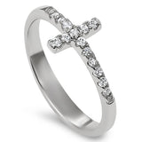 Cross Embedded Silver Ring, "WOMAN OF GOD - PROVERBS 31"