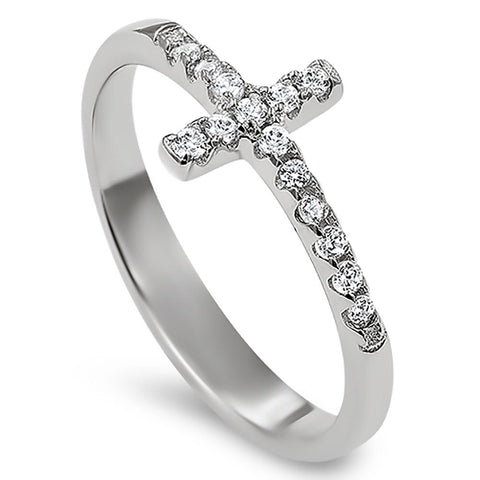 Sidway Cross Silver Ring, "ALL THINGS THROUGH CHRIST MY STRENGTH - PHIL. 4:13"-Wholesale