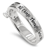 Regent Marquise  Silver Ring, "ALL THINGS THROUGH CHRIST MY STRENGTH - PHIL. 4:13"-Wholesale