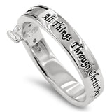 Regent Marquise  Silver Ring, "ALL THINGS THROUGH CHRIST MY STRENGTH - PHIL. 4:13"