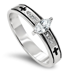 Regent Marquise Silver Ring,"WOMAN OF GOD - PROVERBS 31"-Wholesale