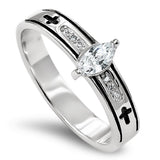 Regent Marquise  Silver Ring, "TRUE LOVE WAITS - 1 TIM. 4:12"-Wholesale