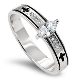 Regent Marquise  Silver Ring, "ALL THINGS THROUGH CHRIST MY STRENGTH - PHIL. 4:13"