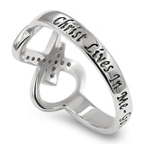 Infinity Cross Silver Ring, "CHRIST LIVES IN ME - GAL. 2:20"-Wholesale