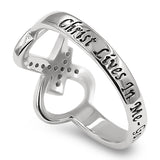 Infinity Cross Silver Ring, "CHRIST LIVES IN ME - GAL. 2:20"
