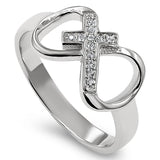 Infinity Cross Silver Ring,"LOVE NEVER FAILS - 1 COR. 13:8"