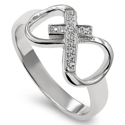 Infinity Cross Silver Ring,"WITH GOD ALL THINGS ARE POSSIBLE - MATT. 19:26"-Wholesale