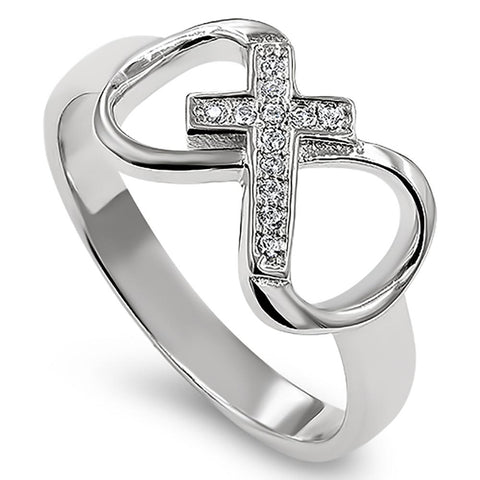 Infinity Cross Silver Ring,"WITH GOD ALL THINGS ARE POSSIBLE - MATT. 19:26"