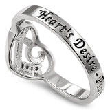 Sweetheart Silver Ring, "HEART'S DESIRE - PSALM 37:4"