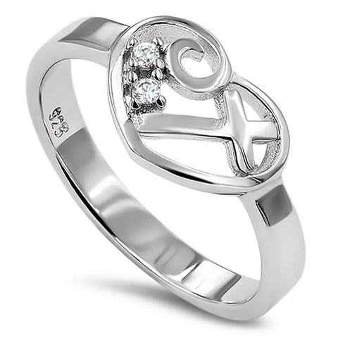 Sweetheart Silver Ring, "HEART'S DESIRE - PSALM 37:4"-Wholesale
