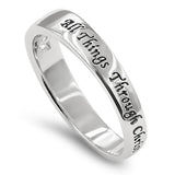 Cross Centre Silver Ring, "ALL THINGS THROUGH CHRIST MY STRENGTH - PHIL. 4:13"