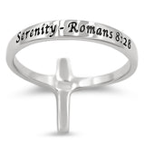 Cross Silver Ring, "SERENITY - ROMANS 8:28"