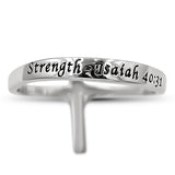 Cross Silver Ring, "STRENGTH - ISAIAH 40:31"-Wholesale