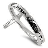 CZ Stone Cross Silver Ring,"WOMAN OF GOD - PROVERBS 31"