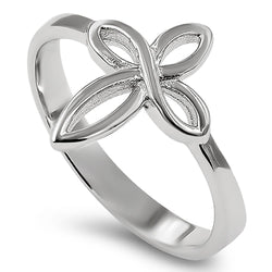Double Infinity Silver Ring, "LOVE NEVER FAILS - 1 COR. 13:8"-Wholesale