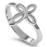 Double Infinity Silver Ring, "LOVE NEVER FAILS - 1 COR. 13:8"