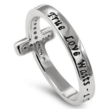 Lost Cross Silver Ring, "TRUE LOVE WAITS - 1 TIMOTHY 4:12"-Wholesale