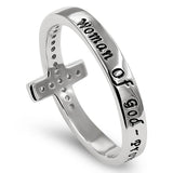Lost Cross Silver Ring, "WOMAN OF GOD - PROVERBS 31"