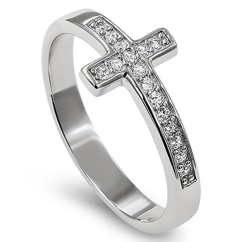 Lost Cross Silver Ring, "TRUE LOVE WAITS - 1 TIMOTHY 4:12"