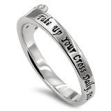 Side Cross Silver Ring,"TAKE UP YOUR CROSS DAILY, AND FOLLOW ME - JESUS LUKE 9:23"