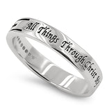 Regent Silver Ring, "ALL THINGS THROUGH CHRIST MY STRENGTH - PHIL. 4:13"