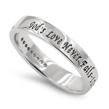 Regent Silver Ring, "GOD'S LOVE NEVER FAILS - 1 COR. 13:8"