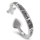 Heart Fuse Silver Ring, "A FRIEND LOVETH AT ALL TIMES - PROV. 17:17 "-Wholesale