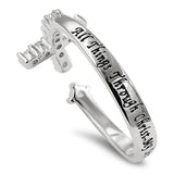 Cross Fuse Silver Ring, "ALL THINGS THROUGH CHRIST MY STRENGTH - PHIL. 4:13"
