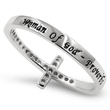 Steady Cross Silver Ring, "WOMAN OF GOD - PROVERBS 31"-Wholesale